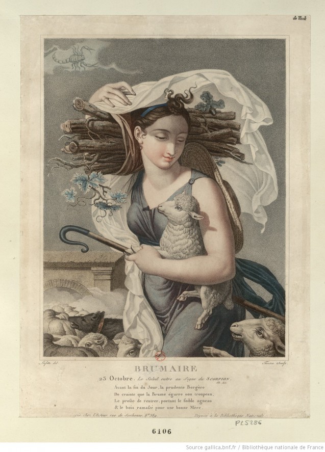 Brumaire : 23 octobre. Le soleil entre au signe du Scorpion... [estampe 1797-1798]© BnF, Gallica